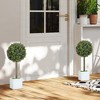 Angel Sar 2 Pcs Artificial Boxwood Topiary, 17.7" Realistic Green Potted Plants Set with Weighted Base, Indoor Outdoor Faux Greenery Decor - 2 of 4