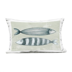 Stupell Industries Stick Fish in Neutrals Outdoor Decorative Throw Pillow, 14 x 20 - 1 of 3