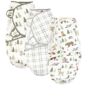 Hudson Baby Infant Boy Quilted Cotton Swaddle Wrap 3pk, Forest Animals, 0-3 Months