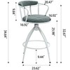 QingMoon Adjustable Bar Stools Set of 2, 26'' Swivel Counter Height Chairs, Modern Industrial Barstools with Fabric Seats for Kitchen Island - 4 of 4