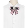 INSPIRE CHIC Women's Striped Rhinestone Bow Tie Fashion Faux Pearl Bow Tie Pin with Hanging Chain - 4 of 4