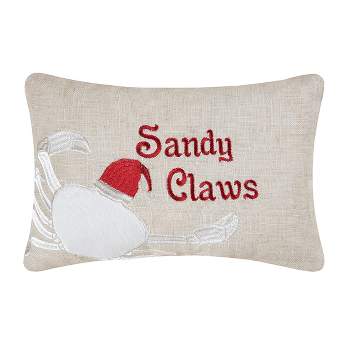 C&F Home 8" x 12" Sandy Claws Embroidered Petite Christmas Holiday Throw Pillow