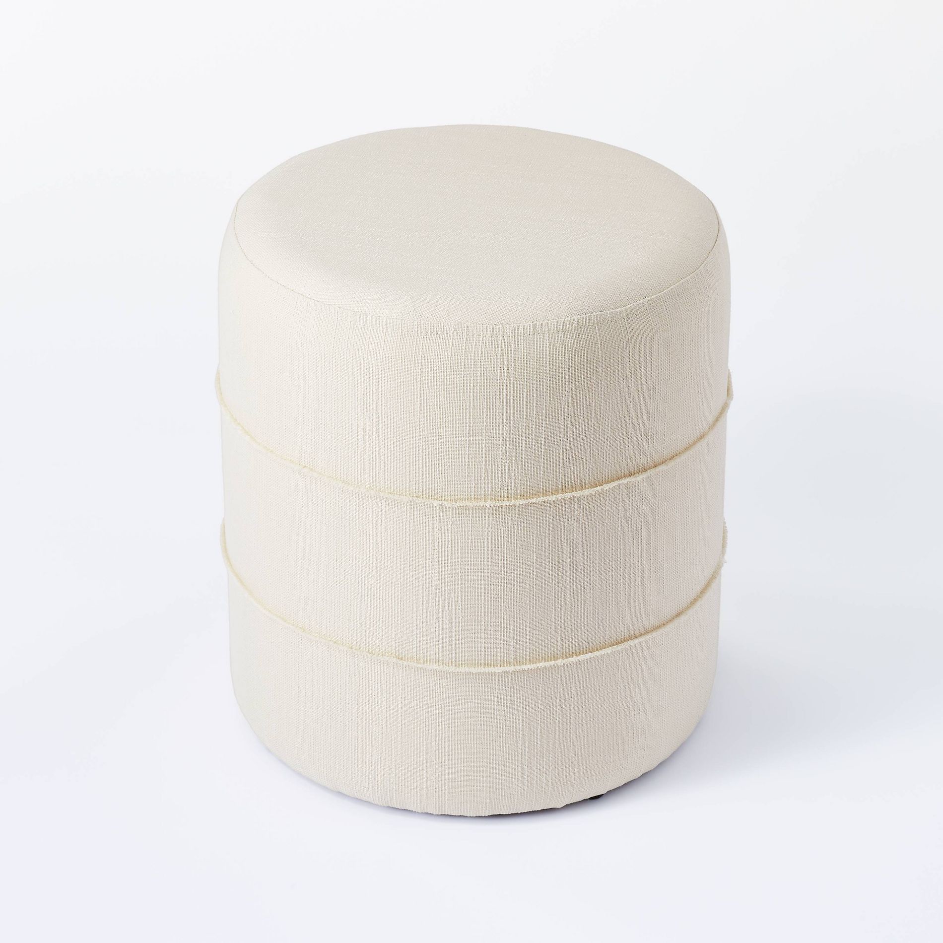 Catalina Round Ottoman Cream - Threshold™ designed with Studio McGee: Wooden Frame, Textured, No Assembly Required