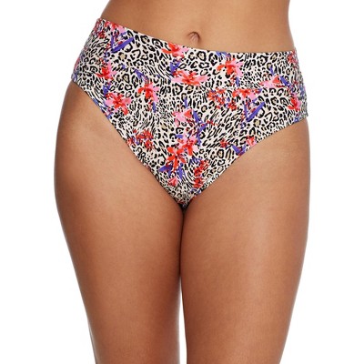 Bare Swim Women's Leopard Floral High-Waist Bikini Bottom - S20296-LEFL