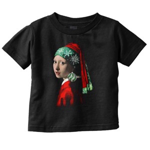 Christmas Pearl Ornament Earring Art Toddler Baby Graphic T Shirt Brisco Brands - 1 of 4