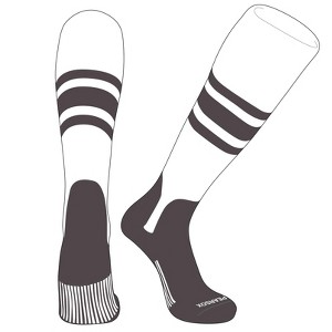 PEAR SOX OTC Baseball Softball Stirrup Socks (B, 5in) White, Graphite, Graphite, Graphite - 1 of 3