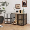 PawHut Dog Crate Furniture, 39" Dog Cage Furniture End Side Table w/ Anti-Chew Resistant Mesh, Anti-Escape Single Door, for Large Dogs, Walnut Brown - 2 of 4