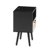 Side End Table, Black Nightstand with Power Outlet & USB Ports Vintage Rustic Natural Accent Furniture Storage Cabinet with Drawer Home Decoration - 3 of 4