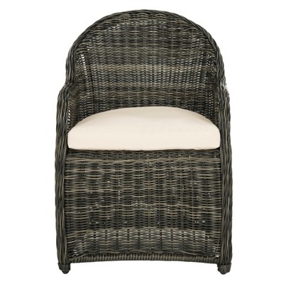 Newton Wicker Arm Chair With Cushion Gray/Beige - Safavieh