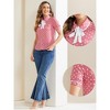 Allegra K Women's Polka Dots Peter Pan Collar Tie Neck Short Sleeve Shirt - 2 of 4