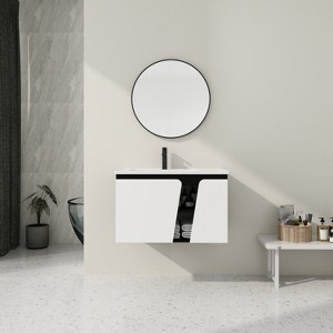 Vynxaria 32' Floating Wall-Mounted Bathroom Vanity With Single Sink,& Soft-Close Cabinet Door - 1 of 4