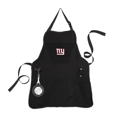 Evergreen New York Giants Black Grill Apron- 26 x 30 Inches Durable Cotton with Tool Pockets and Beverage Holder