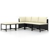 vidaXL 5 Piece Patio Sofa Set with Cushions Black Poly Rattan - 2 of 4