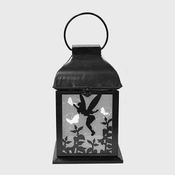 Disney 8.3" Tinker Bell Solar Metal Outdoor Lantern Black