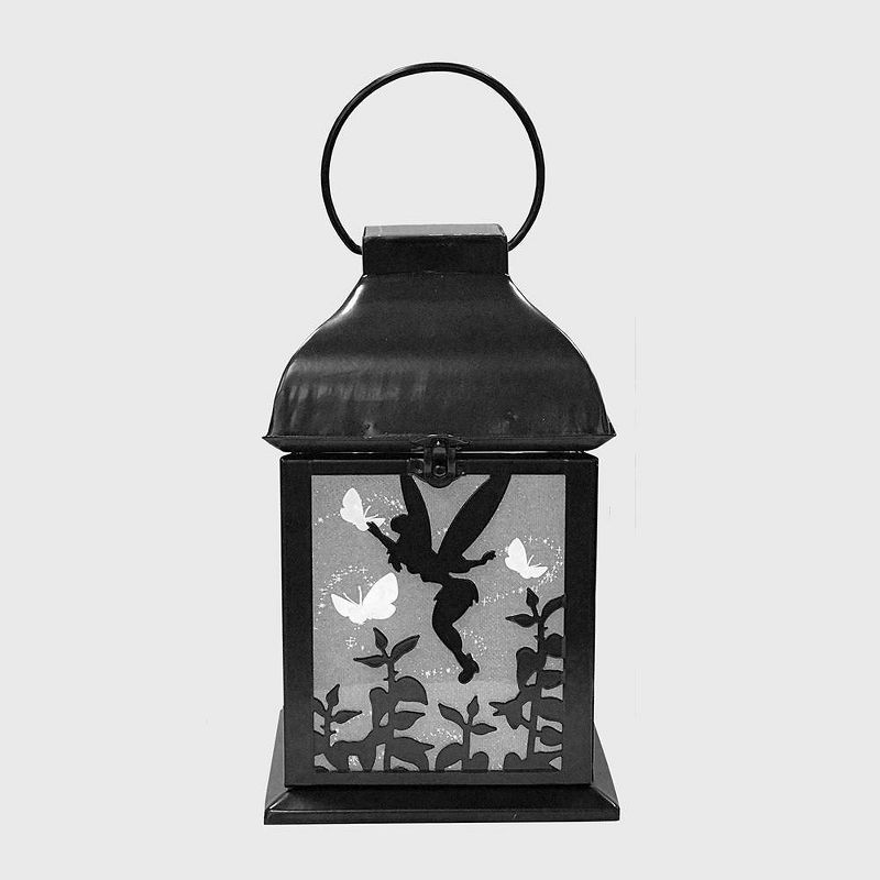 Disney 8.3&#34; Tinker Bell Solar Metal Outdoor Lantern Black, 1 of 9