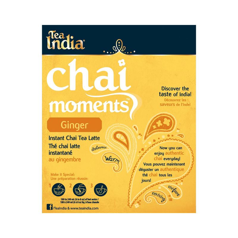Tea India Chai Moments Ginger Chai Tea Instant Latte Mix 10 Sachets Pack of 6, 2 of 6