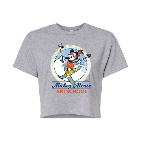 Women's - Disney - Mickey Mouse Ski School Cropped Graphic T-Shirt - image 1 of 4