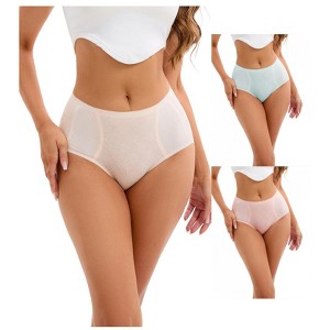 INSPIRE CHIC 3 Packs Women's High-Waisted Underwear Briefs High Elastic Breathable Underpants - 1 of 4