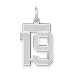 Black Bow Jewelry 14k White Gold, Jersey Collection, Small Number 19 Pendant - 1 of 4