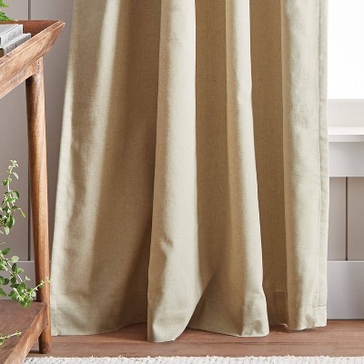 Linen Blackout Rod Pocket Back Tab Curtain Panels, 95"