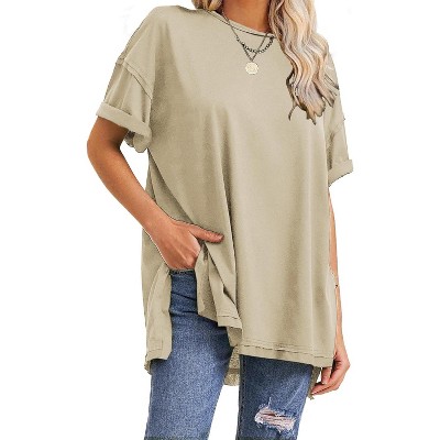 EXLURA Womens Summer Oversized T Shirts Casual Short Sleeve Loose Maternity Tops Crewneck Tunic Plus Gym Workout Top