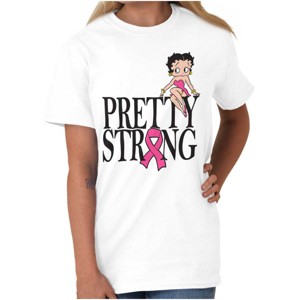 Breast Cancer Betty Pretty Strong Womens Graphic T Shirt Tees Brisco Brands - 1 of 4
