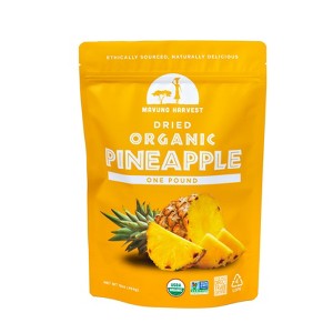 Mavuno Harvest Organic Dried Pineapple Fruit Snacks, a Vegan & Gluten Free Healthy Snack with No Preservatives or Added Sugars - 1 of 4