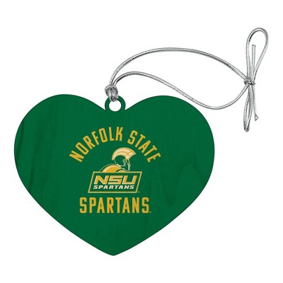 Norfolk State University Spartans Logo Heart Love Wood Christmas Tree Holiday Ornament