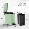 LunaLulinlk Green 1.6 Gallon Small Bathroom Trash Can, Stainless Steel Trash Can with Lid - 4 of 4