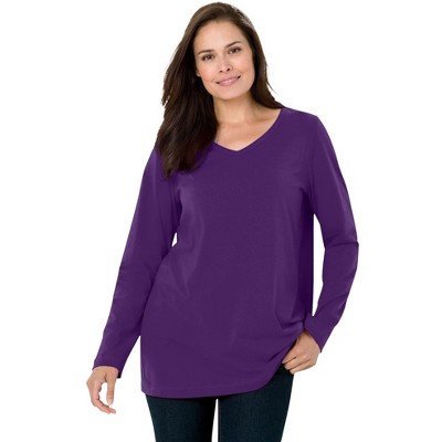 Woman Within Perfect Long-Sleeve V-Neck Tee