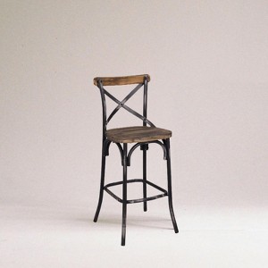Sapphtopaz 1PC Retro Bar Stools with Metal Frame Wooden Seat Counter Height Bar Stools with Footrest&Backrest Dining Chairs for Kitchen Island - 1 of 4