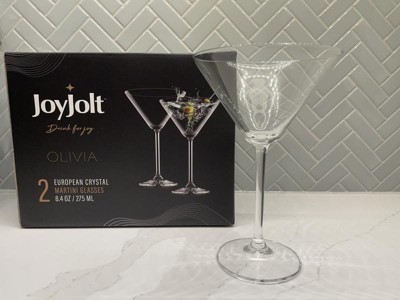 JoyJolt Olivia 9.2 oz. Clear Crystal Cocktail Martini Glass (Set of 4)