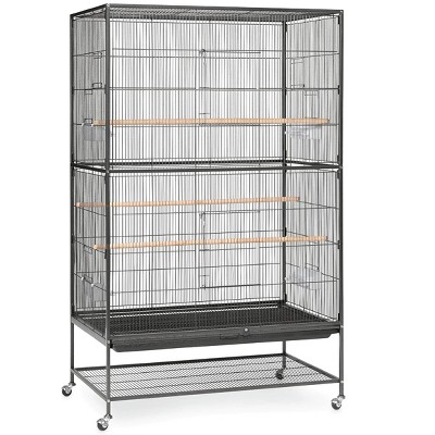 Prevue Pet Products Extra Large Flight Cage, Wrought Iron Bird Crate, Multi-Bird Home with Caster Wheels, Cage for Birds, Black Hammertone Finish