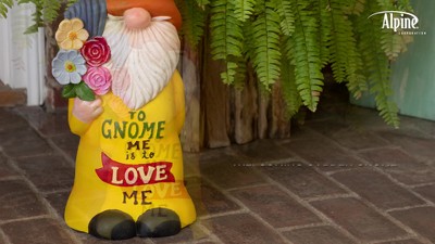 24" Multicolor Polyresin Garden Gnome with Flowers