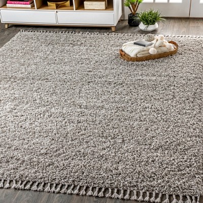 Merida Stacked Grid Shag Area Rug - JONATHAN Y