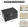 3-Layer Jewelry Box with Lock, Vintage Quilted Top Organizer with Removable Tray, Black - 2 of 4