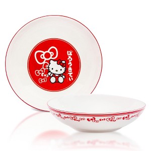 Silver Buffalo Sanrio Hello Kitty Red Bows 9-Inch Ceramic Coupe Dinner Bowl - 1 of 4