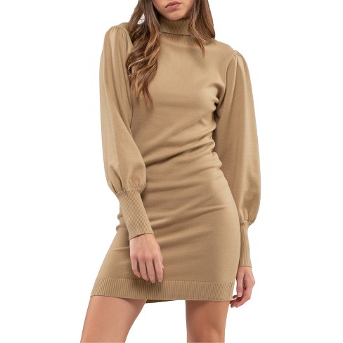 August Sky Women's Lantern Sleeve Sweater Mini Dress : Target