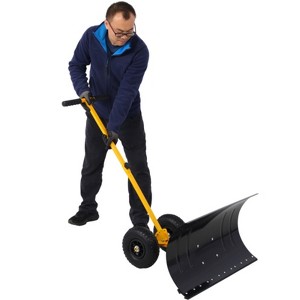SEVOBAL Snow Shovel with Wheels, Snow Pusher, Cushioned Adjustable Angle Handle Snow Removal Tool 10" Wheels, Black, 29"*47"*16.5" - 1 of 4