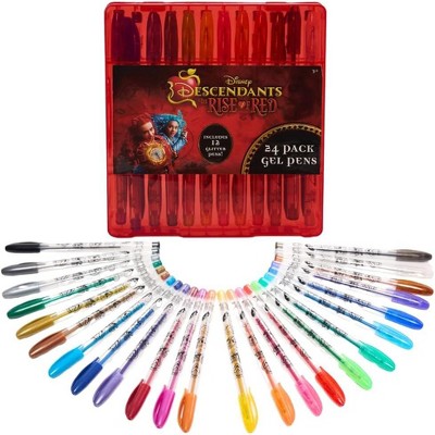 Disney Descendants the Rise of Red Gel Pen Set for Kids, 24 Pack with Glitter Gel Pens, Cute Pens for Girls