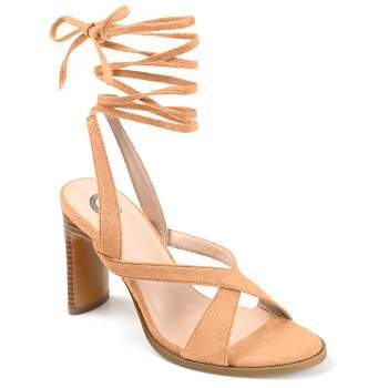 Journee Collection Womens Adalee Ankle Wrap Stacked Heel Sandals