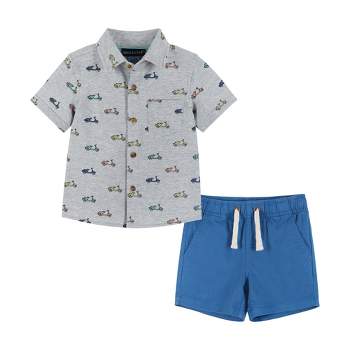 Andy & Evan  Infant  Scooters Short Sleeve Buttondown and Shorts Set
