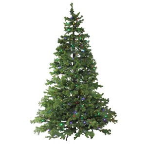 Northlight Real Touch™️ Pre-Lit Green Mountain Pine Artificial Christmas Tree - 7.5' - Multicolor LED Lights - 1 of 4