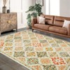 Boho Floral Area Rug , SoftFaux Wool Shag Rugs Farmhouse Washable Anti Slip Large Carpet Rug for Entryway Bedroom Living Room Hallway and Laundry Room - 3 of 4