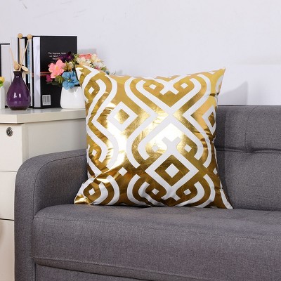 1 Pc 18" x 18" Polyester Blend Soft Geometry Decorative Pillow Cover Gold  - PiccoCasa