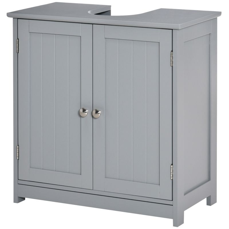 kleankin Vanity Base Cabinet, Under-Sink Bathroom Cabinet Storage with U-Shape Cut-Out and Adjustable Internal Shelf, 4 of 7