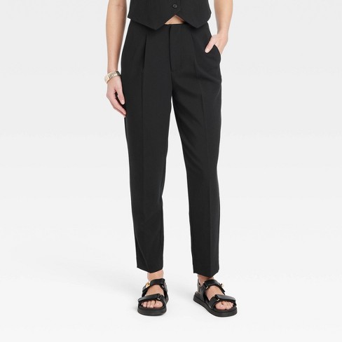 Women's High-rise Tailored Trousers - A New Day™ Black 10 : Target