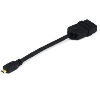 Monoprice 6in 34AWG High Speed HDMI Cable With Ethernet Port Saver, HDMI Micro Connector Male to HDMI Connector Female,