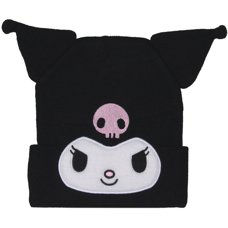 Sanrio Hello Kitty Kuromi Beanie Embroidered 3D Character Knit Beanie Hat Cap Black, 3 of 6