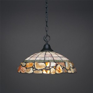 Toltec Lighting Any 1 - Light Pendant in  Matte Black with 16" Cobblestone Art Glass Shade - 1 of 1